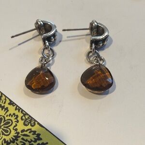 Brighton Silver and Brown Drop Earrings